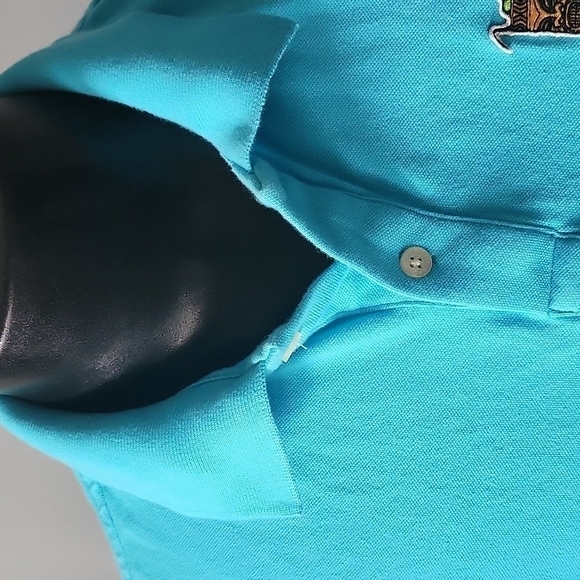 American Eagle Classic Fit turquoise polo with Tiki applique Size: MT - Picture 3 of 10